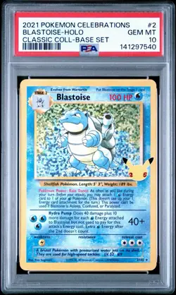 2021 POKEMON CELEBRATIONS CLASSIC COLL #2 BLASTOISE-HOLO PSA 10 - Image 1