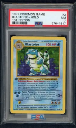 1999 POKEMON BASE SET 1ST EDITION#2 BLASTOISE-HOLO PSA 7 - Image 1