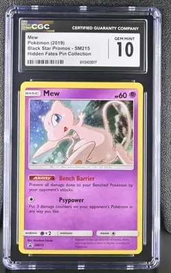 CGC 10 MEW SM215 BLACK STAR PROMO POKEMON HIDDEN FATES PIN COLLECTION POKEMON - Image 1