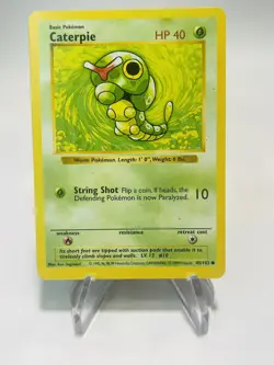 CATERPIE 1999 Pokemon Base Set SHADOWLESS Common POKEMON 45/102 - Image 1