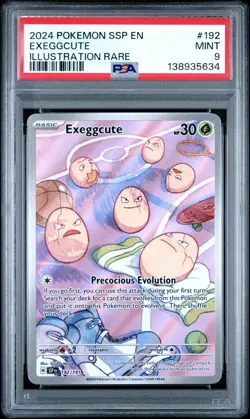 2024 POKEMON SSP EN-SURGING SPARKS 192 EXEGGCUTE ILLUSTRATION RARE PSA 9 - Image 1
