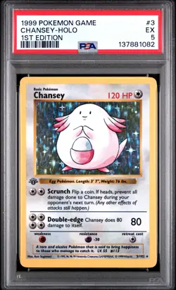 Chansey Holo Shadowless 1st Edition PSA 5 1999 Pokemon Base Set Shadowless #3 - Image 1