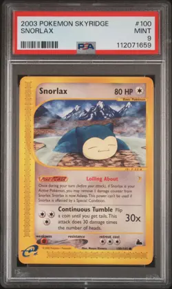 2003 POKEMON SKYRIDGE #100 SNORLAX PSA 9 - Image 1