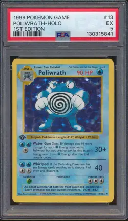 1999 Pokemon Game 13 Poliwrath Holo 1st First Edition PSA 5 EX - 130315841 - Image 1