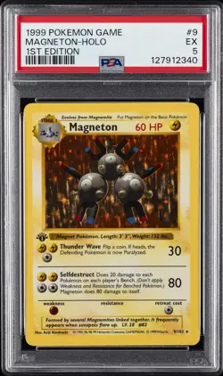 1999 POKEMON BASE SET 1ST EDITION #9 MAGNETON-HOLO PSA 5 - Image 1