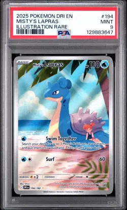 2025 Pokemon Dri En-Destined Rivals #194 Misty'S Lapras Illustration Rare PSA 9 - Image 1