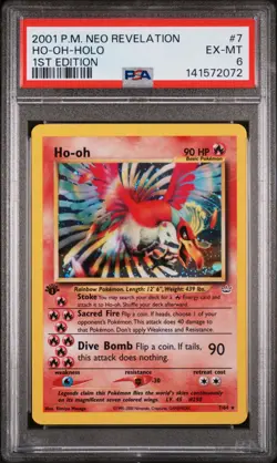 2001 POKEMON NEO REVELATION 1ST ED #7 HO-OH-HOLO PSA 6 - Image 1