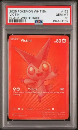 2025 POKEMON WHT EN-WHITE FLARE BLACK WHITE RARE #172 VICTINI PSA 10 - Image 1