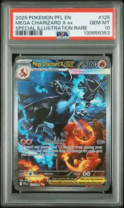 2025 POKEMON PFL EN-PHANTASMAL FLAMES #125 MEGA CHARIZARD X EX PSA 10 - Image 1