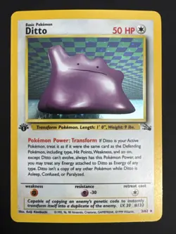Ditto 3/62 Fossil Unlimited Holo First Edition 1999 Vintage Pokemon TCG NM - Image 1