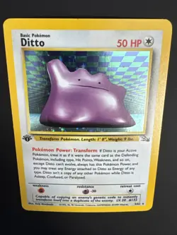 Ditto 3/62 Fossil Unlimited Holo First Edition 1999 Vintage Pokemon TCG NM - Image 3