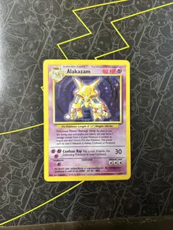 Pokemon TCG Alakazam Base Set Holo Card 1/102 Unlimited Rare LP - Image 1