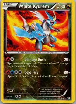 White Kyurem 102/149 Rare Boundaries Crossed Pokemon Reverse Holo Lightly Played - Image 1