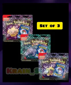 Set of 3x Pokemon TCG PALDEAN FATES Tech Sticker Collections (Three) New/Sealed - Image 1