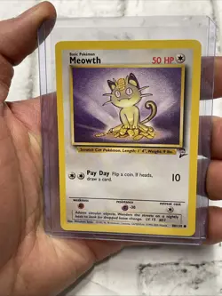 Pokemon Card Meowth 80/130 Base Set 2 Unlimited Common WOTC 2000 NM/MT Vintage - Image 1