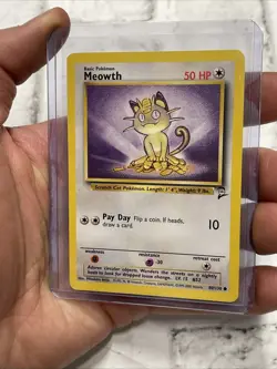 Pokemon Card Meowth 80/130 Base Set 2 Unlimited Common WOTC 2000 NM/MT Vintage - Image 2