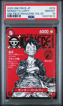 2025 ONE PIECE JPN PROMOS ONE PIECE MAGAZINE VOL.20 #014 MONKEY D. LUFFY PSA 10 - Image 1