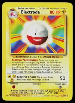 Pokemon Card - Electrode Base Set 21/102 Rare - Image 1