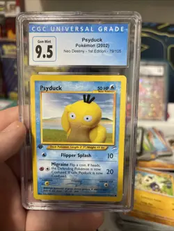 CGC 10 GEM MINT Psyduck 2002 Neo Destiny 1st Edition 79/105 Pokemon Card - Image 1