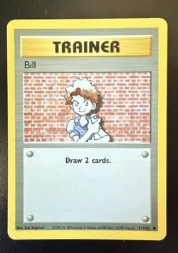 Pokemon TCG Bill Base Set Trainer Unlimited Common Card 91/102 - Image 1