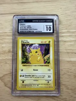 CGC 10 Pikachu Red Cheeks Base Set Shadowless Card 058/102 - Image 1