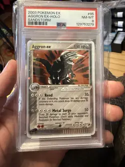 PSA 8 Aggron EX 95/100 Sandstorm Holo Pokemon E-Reader 2003 - Image 1