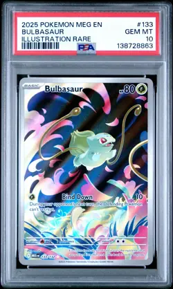 2025 POKEMON MEG EN-MEGA EVOLUTION 133 BULBASAUR ILLUSTRATION RARE - PSA 10 - Image 1