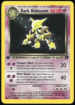 DARK ALAKAZAM 2000 Pokemon Team Rocket 1st Edition Holo #1 - LP/NM - Image 1