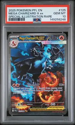 2025 POKEMON PFL EN-PHANTASMAL FLAMES #125 MEGA CHARIZARD X EX PSA 10 - Image 1