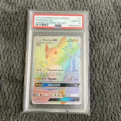 Pokemon Raichu GX Shining Legends Secret Rare Full Art #75 PSA 10 Gem Mint - Image 1