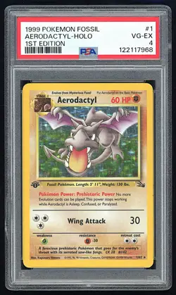 AERODACTYL 1999 Pokemon Fossil 1st Edition Holo #1 - PSA 4 - Image 1