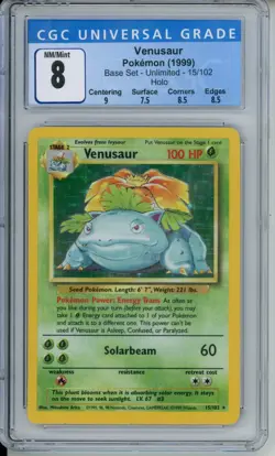 CGC 8 - Venusaur - 1999 POKEMON BASE SET 15/102 - Image 1