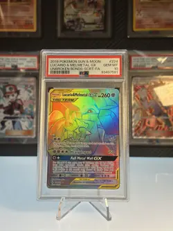 PSA 10 Lucario & Melmetal GX 224 Secret Rare Unbroken Bonds Pokemon TCG Gem Mint - Image 1