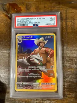 POKEMON 2019 Sun Moon Cosmic Eclipse Secret Full Art EXCADRILL #246 PSA 9 Mint - Image 1