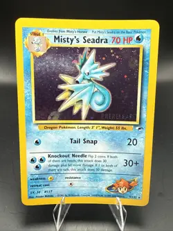 Pokemon TCG Misty's Seadra Holo Rare Gym Heroes Prerelease 9/132 C - Image 1