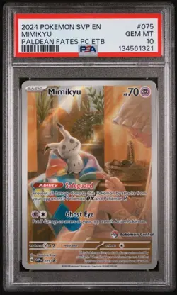 Mimikyu SVP075 PSA 10 Paldean Fates Pokemon Center Stamp Promo Pokemon TCG - Image 1