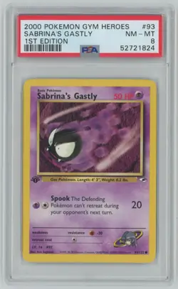 2000 Pokemon Gym Heroes 1st Edition Sabrina’s Gastly PSA 8 #93 - Image 1