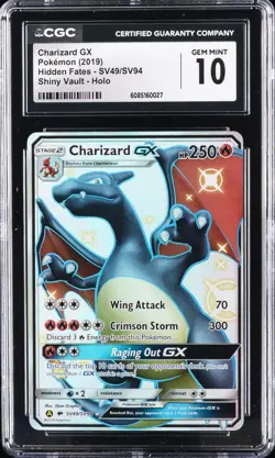 2019 POKEMON SUN & MOON HIDDEN FATES #SV49 FULL ART CHARIZARD GX CGC 10 GEM MINT - Image 1