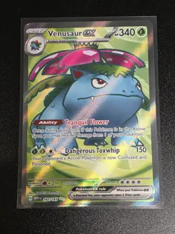 Pokemon TCG Venusaur EX Full Art Rare Card 182/165 Scarlet & Violet 151 - Image 1