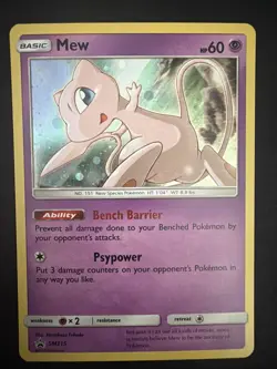 Pokemon Mew SM215 Black Star Promo Holo Rare Card Near Mint Condition - Image 1