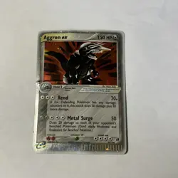 Pokemon TCG Aggron EX Sandstorm Holo Rare Card 95/100 Damaged - Image 1