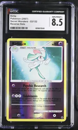 CGC 8.5 Kirlia 2007 Secret Wonders 53/132 Reverse Holo Pokemon Card - Image 1