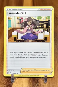Furisode Girl 157/195 Non Holo SWSH Silver Tempest Trainer Pokemon Card NM - Image 1