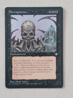 MTG Ice Age Necropotence Magic The Gathering Card Enchantment 1995 - Image 1