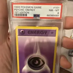 1999 Pokemon TCG Psychic Energy 1st Edition Shadowless Card Base 101/102 PSA 8 - Image 2