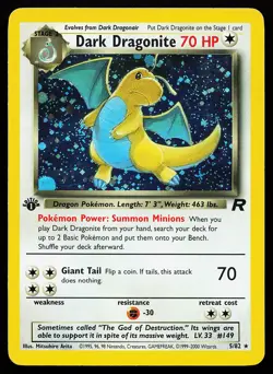 Dark Dragonite 5/82 Holo Rare 1st Edition Team Rocket Pokemon Card - Image 1