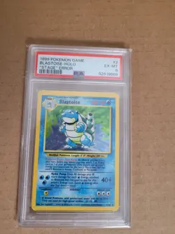 1999 Blastoise Base Set Holo Rare NO STAGE Error Pokemon Card PSA 6 EX MT - Image 1