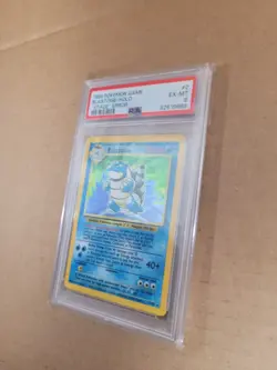 1999 Blastoise Base Set Holo Rare NO STAGE Error Pokemon Card PSA 6 EX MT - Image 3