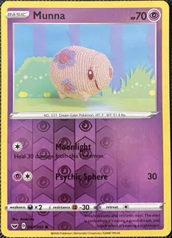Munna 087/202 Swsh01: Sword & Shield Reverse Holo - Pokemon Card - Image 1