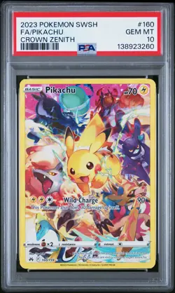 2023 POKEMON SWORD & SHIELD CROWN ZENITH #160 FULL ART/PIKACHU PSA 10 - Image 1